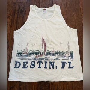 VINTAGE Destin Florida Tank Top front and back graphic fruit of the loom